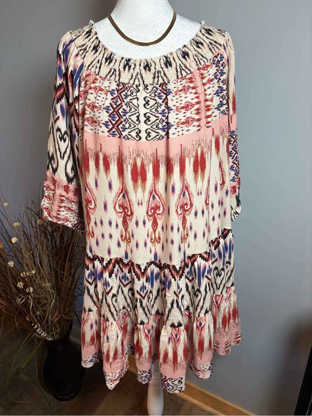 NWT LASCANA Boho Off Shoulder Dress US 12/14 Resort Vacation Mini